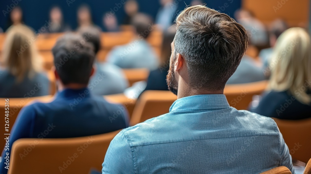 Fototapeta premium Professional watching an educational webinar presentation