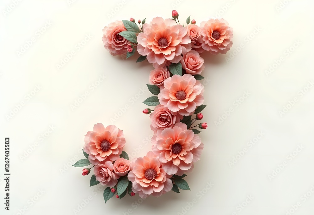 Letter J made of various colorful flowers and plants, perfect for spring and summer themes
Letter J made of various colorful flowers and plants, perfect for spring and summer themes