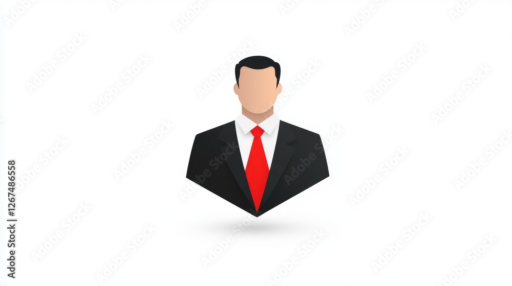 Simple illustration of a businessman wearing a black suit and red tie, isolated on white background. Simple illustration of a businessman wearing a black suit and red tie, isolated on white background.