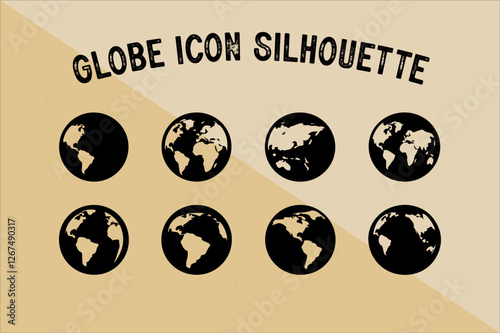 Globe Planet Earth Silhouette. Planet Earth Icon Silhouette.