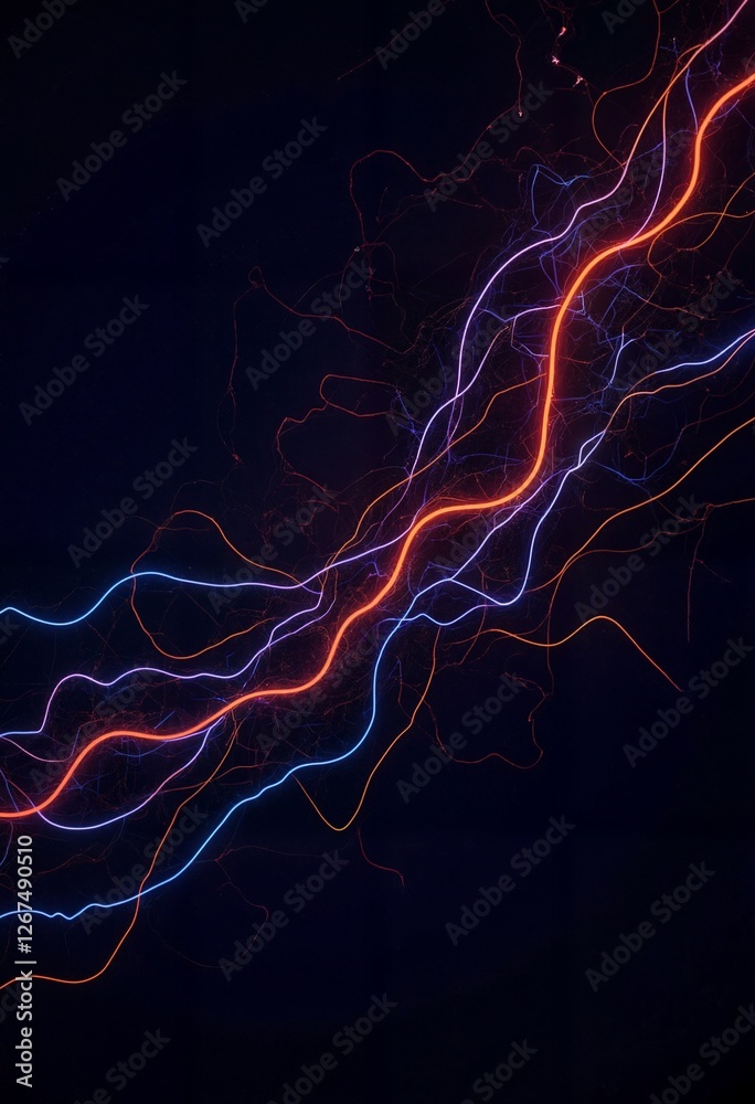 Fototapeta premium Electricity Bolts in Dark Space