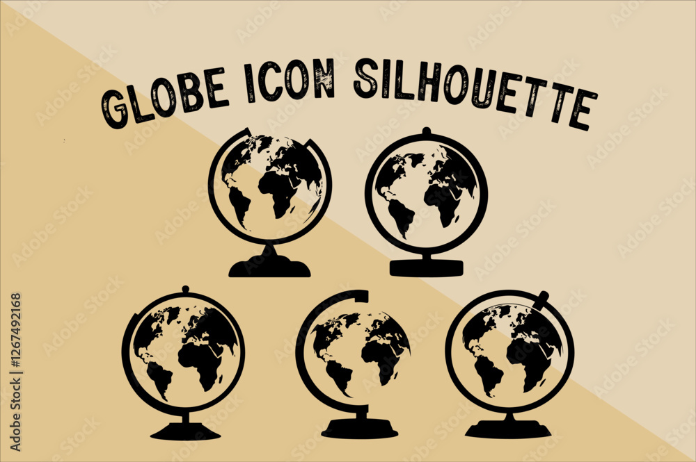 Obraz premium Globe Planet Earth Silhouette. Planet Earth Icon Silhouette.