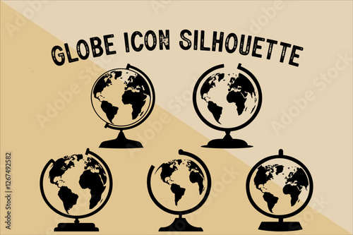 Globe Planet Earth Silhouette. Planet Earth Icon Silhouette.