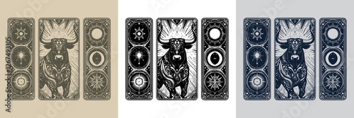 mighty bull vector playing card tattoo design