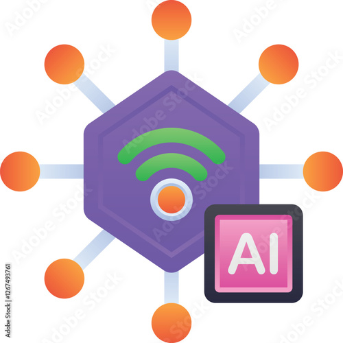 Gradient color illustration for Ai internet of things