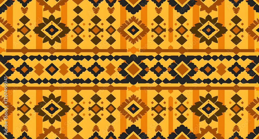 Geometric Ethnic Pattern in Gold Tones Geometric Ethnic Pattern in Gold Tones