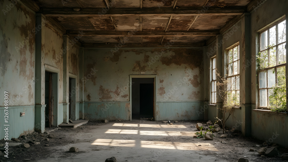 Abandoned building photography. Capturing decay in urban landscapes. The beauty of forgotten places. Ultra-realistic images of derelict structures. Abandoned building photography. Capturing decay in urban landscapes. The beauty of forgotten places. Ultra-realistic images of derelict structures.