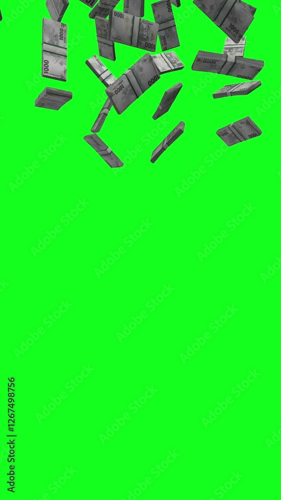 Vertical Kyrgyz Som Falling Animation Stacks Of Money on Green Screen Vertical Kyrgyz Som Falling Animation Stacks Of Money on Green Screen