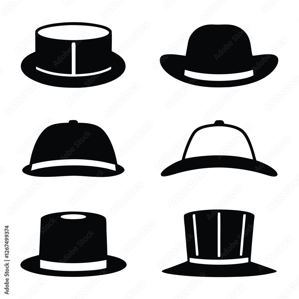 Assorted Hat Silhouette Icons