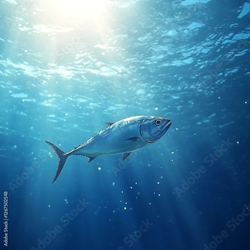 Blue Ocean Fish Swimming Freely