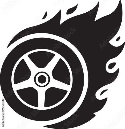 Illustration of a burning tire