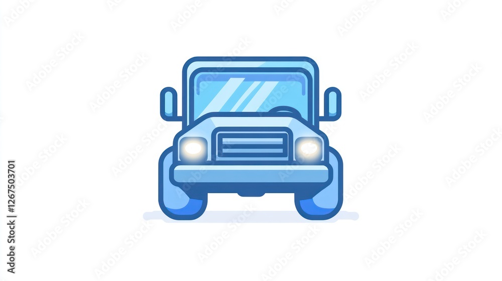 Front view of a light blue cartoon SUV Front view of a light blue cartoon SUV