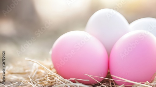 eggs are sitting in a pile of hay and straw on the ground