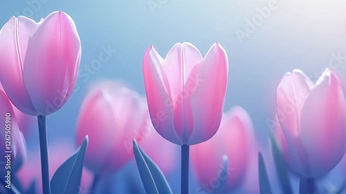 gentle zoom onto a field of tulips - tulips waving gently on the breeze. 