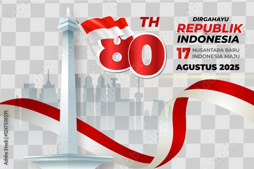 Realistic indonesia independence day background with flag