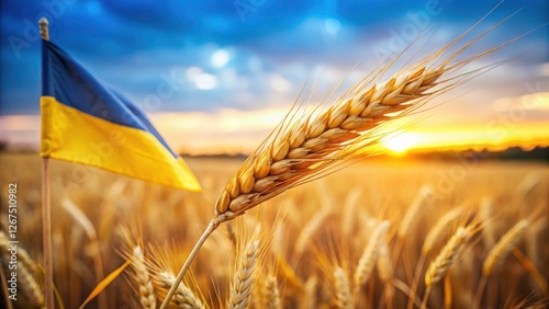 Golden wheat, a Ukrainian flag's shadow: war stifles vital food exports. photo