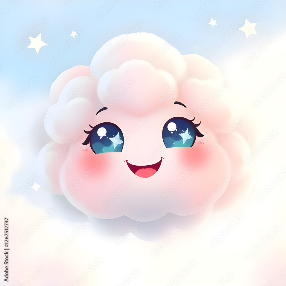 Obraz premium Happy Cloud with Sparkling Eyes