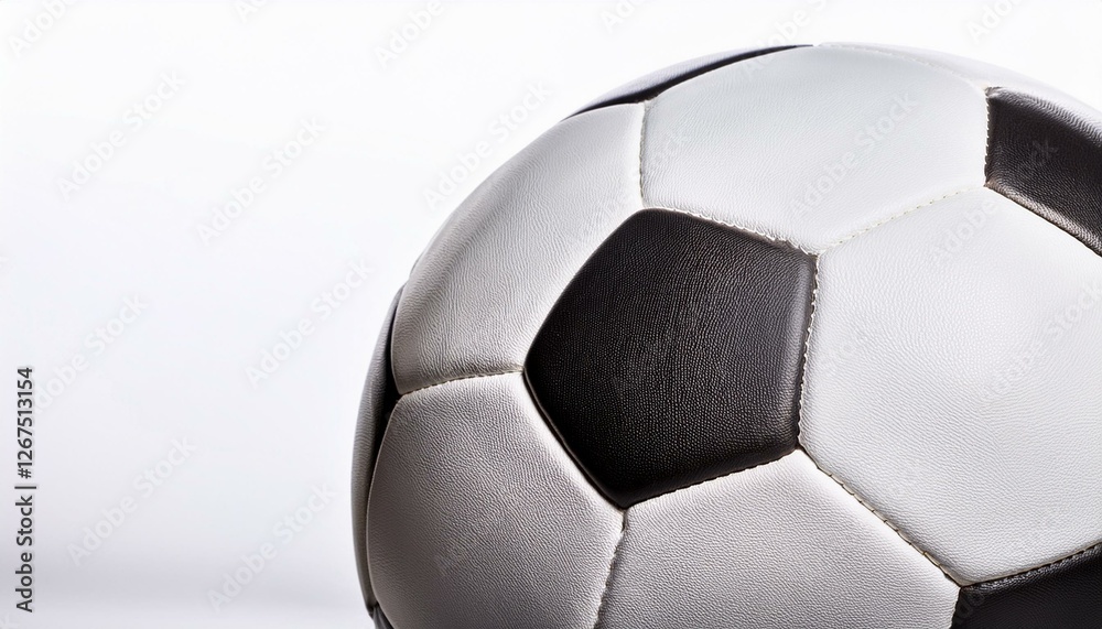Fototapeta premium White soccer ball against white background. Generated image