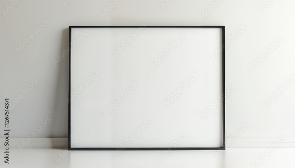 Empty black frame on minimalistic wall background for copy space

