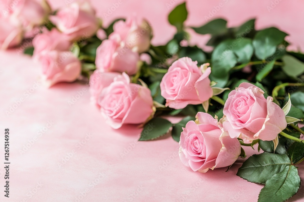 A beautiful background of pink roses in soft focus, creating an elegant and romantic atmosphere for Valentine's Day or wedding projects A beautiful background of pink roses in soft focus, creating an elegant and romantic atmosphere for Valentine's Day or wedding projects