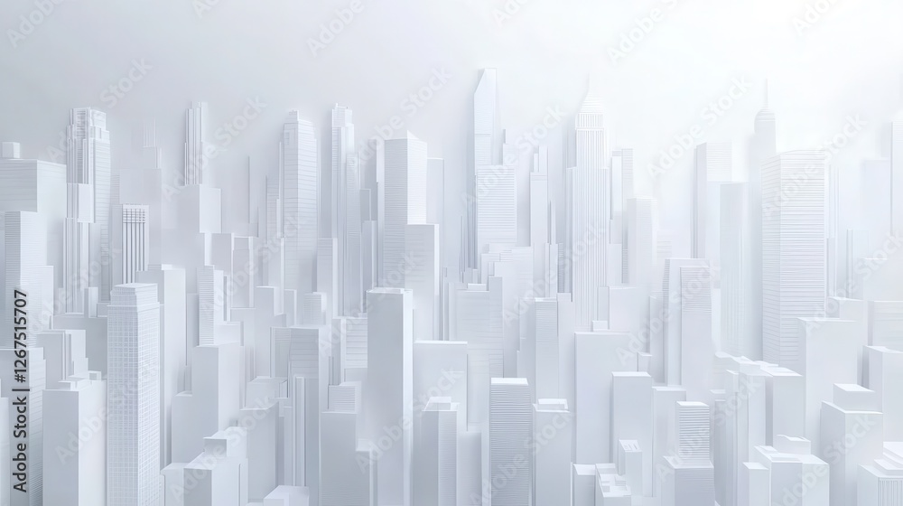 Abstract white city backdrop with copy space