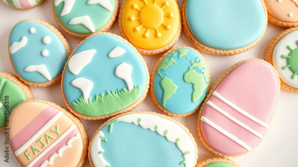 Obraz premium Easter Cookies with a Climate-Conscious Twist: Designs Reflecting Global Awareness