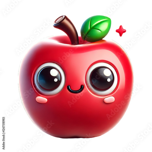 Cute 3d apple design isolated on white background