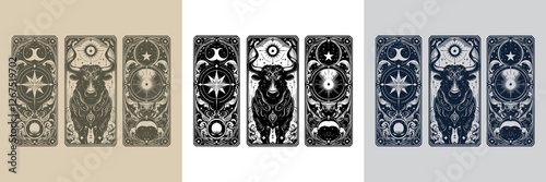 detailed bull vector playing card tattoo design