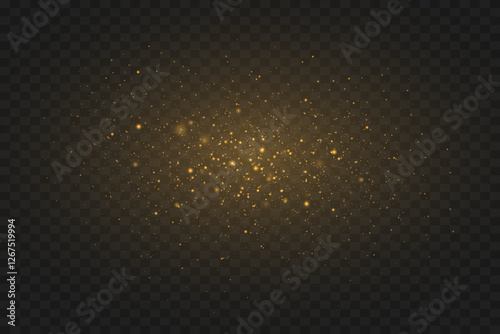 The dust sparkles, the golden stars shine with a special light effect.