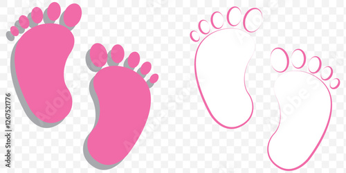 Baby feet clean black icon on transparent Background. baby feet icon vector set. footprint, newborn, kids feet sign. baby feet. EPS 10.