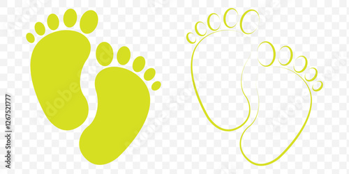 Baby feet clean black icon on transparent Background. baby feet icon vector set. footprint, newborn, kids feet sign. baby feet. EPS 10.