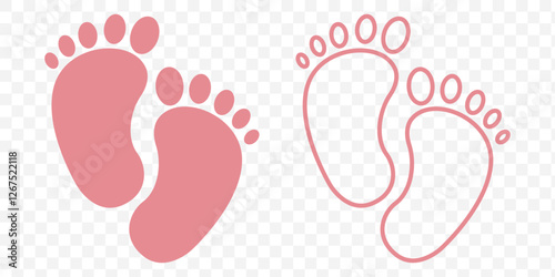 baby feet icon vector set. footprint, newborn, kids feet sign. Vector EPS 10.Black Baby footprints icon isolated on white background. Baby feet sign. Set icons colorful. Vector Illustration.