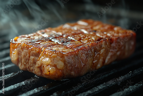 Sizzling prime cut, A perfectly grilled steak with tantalizing smoke
