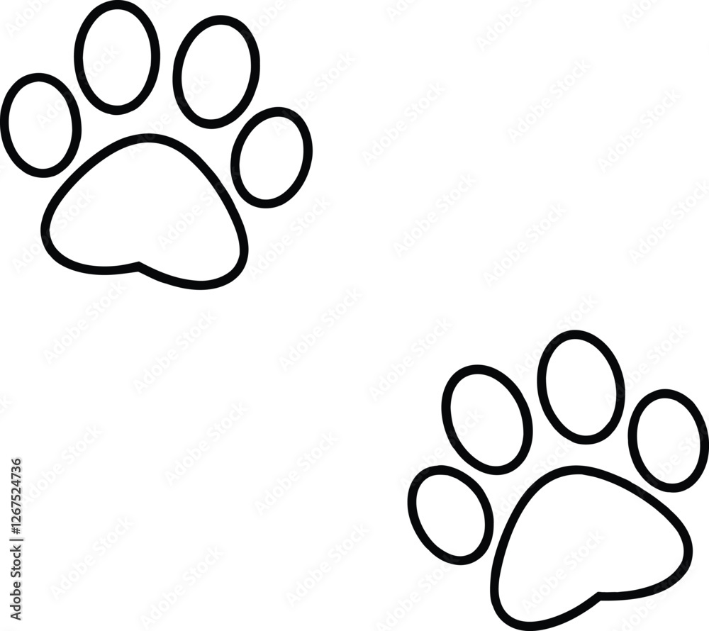 Simple Black Outline Paw Prints, Canine, Feline, Animal Tracks Simple Black Outline Paw Prints, Canine, Feline, Animal Tracks