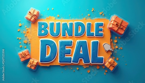 Colorful promotional banner highlighting a bundle deal with gifts on a bright blue background