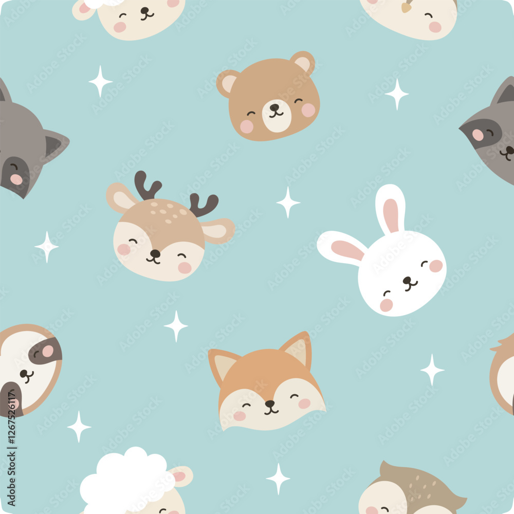 custom made wallpaper toronto digitalAnimals Cute Seamless Pattern, adorable design for kids, vector illustration
