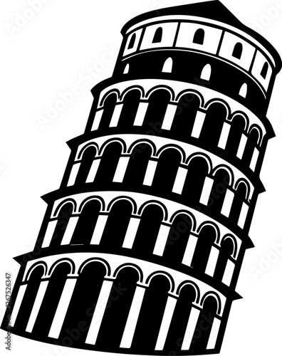 leaning tower silhouette vector illustration
