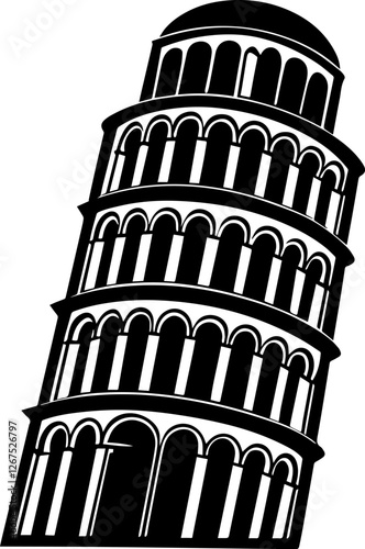leaning tower silhouette vector illustration