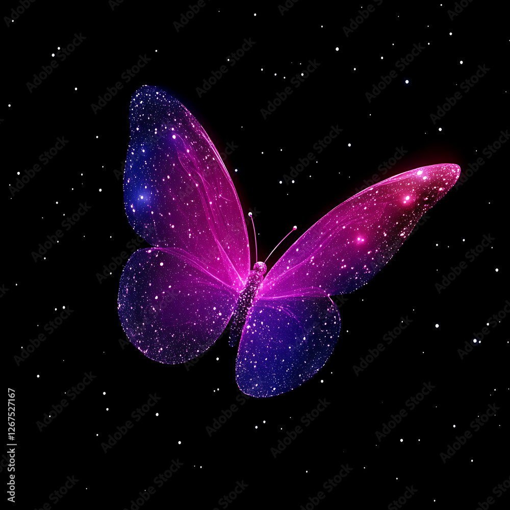 Celestial Butterfly with Cosmic Wings Glittering in a Starry Night Galaxy Ambiance Showcase