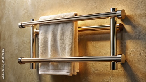 Modern metal towel rack: sleek parallel bars for stylish bathroom decor.