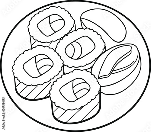 Delicious Maki Sushi Rolls and Nigiri on a Plate