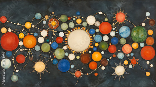 Celestial Spheres A Cosmic Dance of Planets and Stars in Artistic Interpretation of Solar System photo