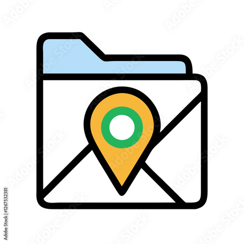 File Folder Location Icon for Organizing Files, Folder Location Icon for Digital File Management, File System Folder Location Icon for Documents