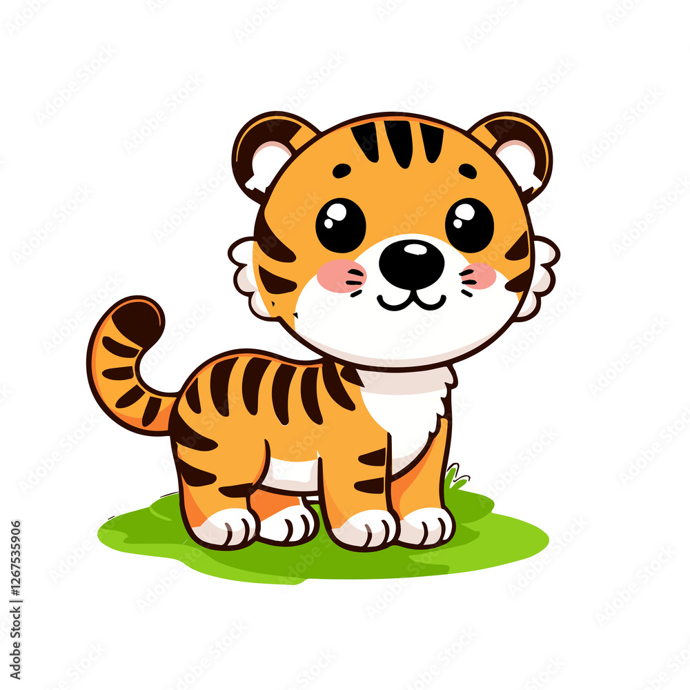 Fototapeta premium A Cute Tiger on the grass
