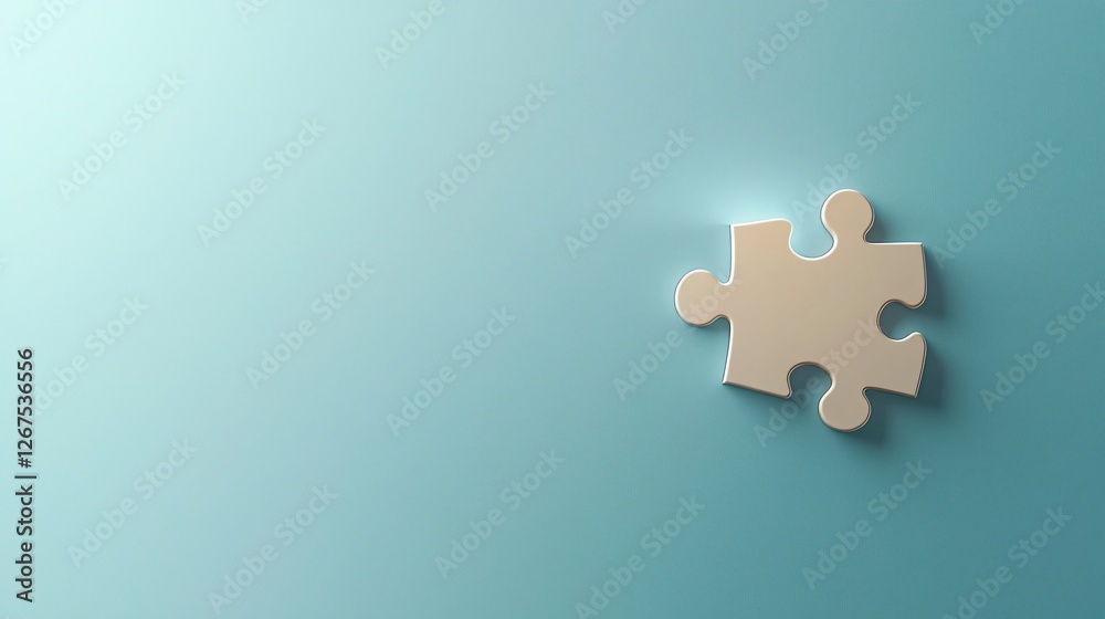 Glowing Blue Puzzle Piece Titled in Bright Studio Unique Visual Art Modern Minimalistic Design Close-Up Perspective Glowing Blue Puzzle Piece Titled in Bright Studio Unique Visual Art Modern Minimalistic Design Close-Up Perspective