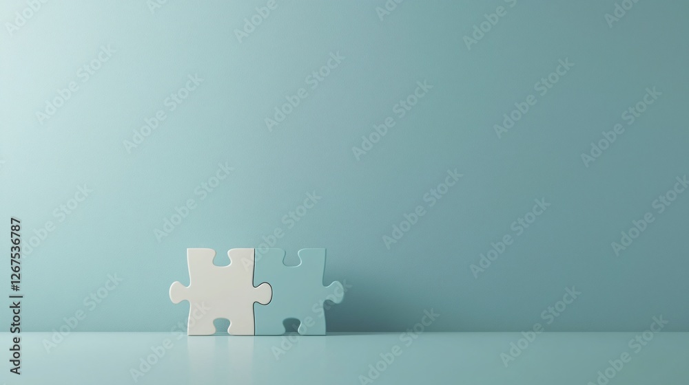 Serene Minimalist Setup Bright Blue Puzzle Pieces in a Calm Modern Room Still Life Serene Minimalist Setup Bright Blue Puzzle Pieces in a Calm Modern Room Still Life
