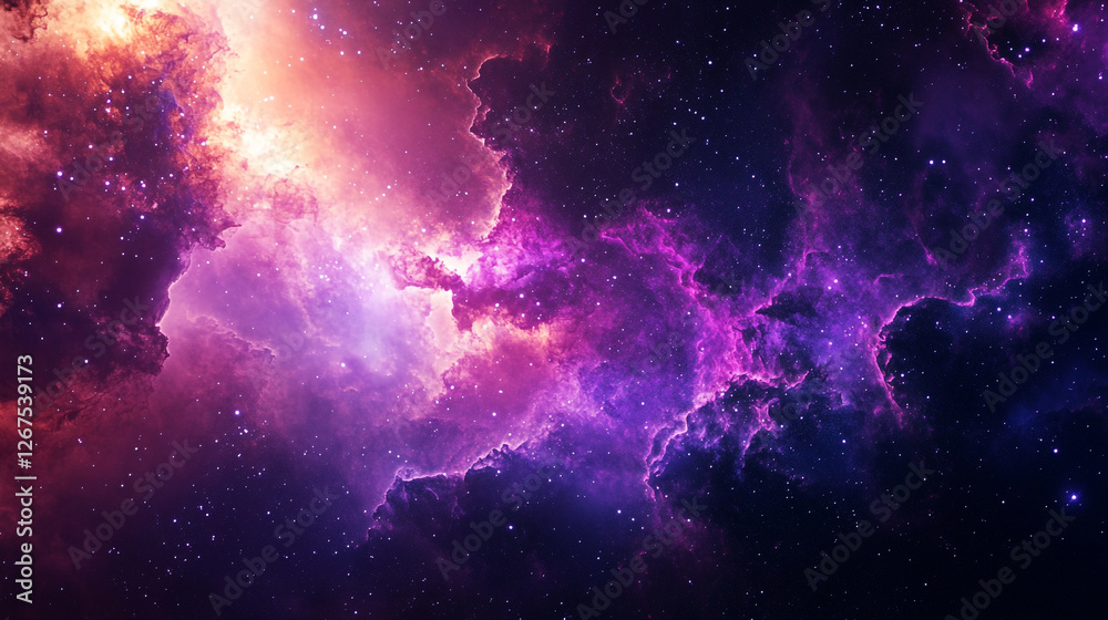Obraz premium Vibrant cosmic clouds swirl in a dazzling display of colors across the night sky