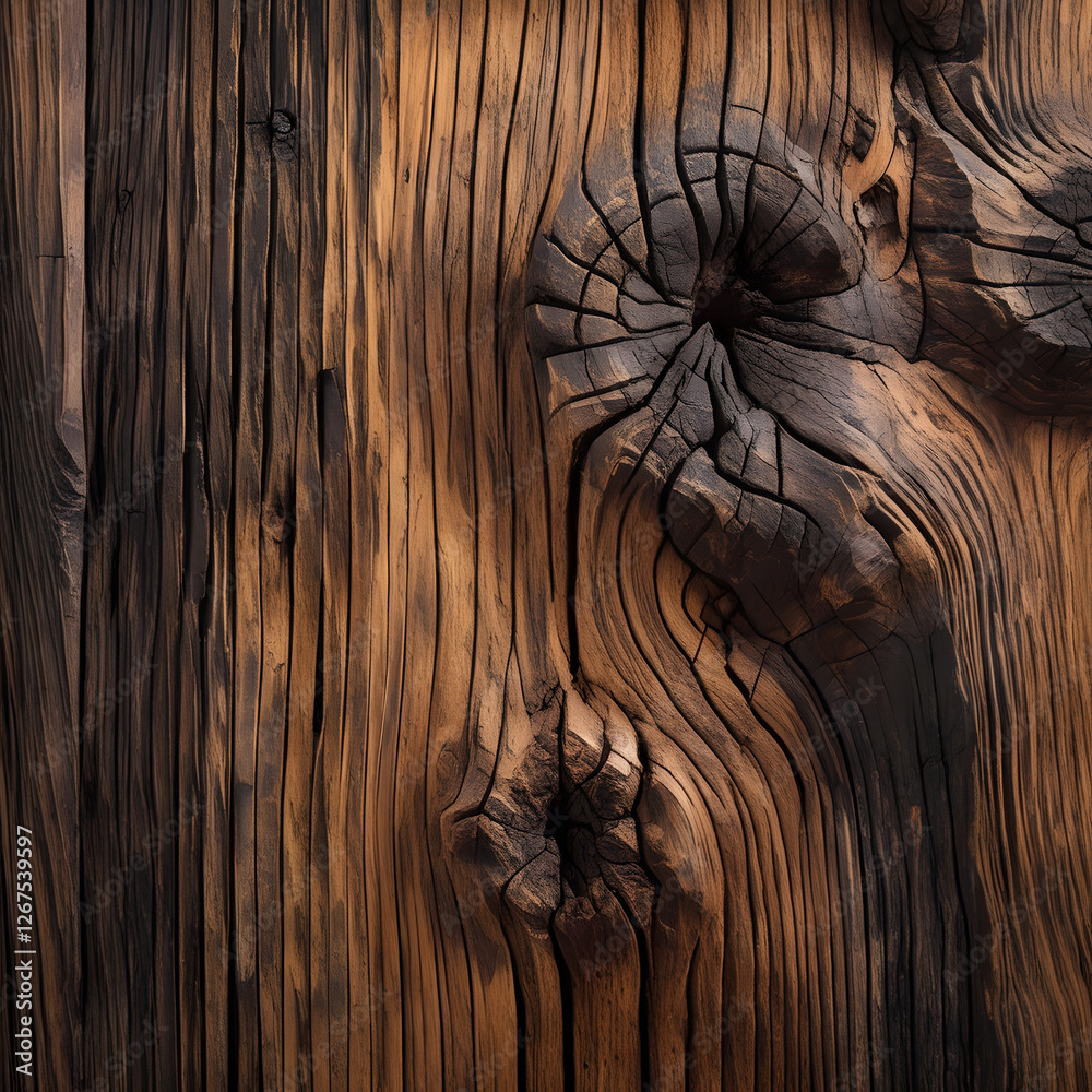 Naklejka premium Experience the timeless beauty of Aged Wooden Surface with Natural Grain, a highly detailed wooden texture that captures the essence of organic warmth and rustic elegance. 