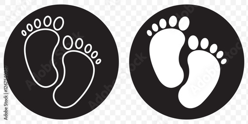 Baby boy and girl footprints set. Baby feet sign. Set icons colorful. Vector Illustration. silhouette of baby feet icon over transparent background. vector illustration. EPS 10.