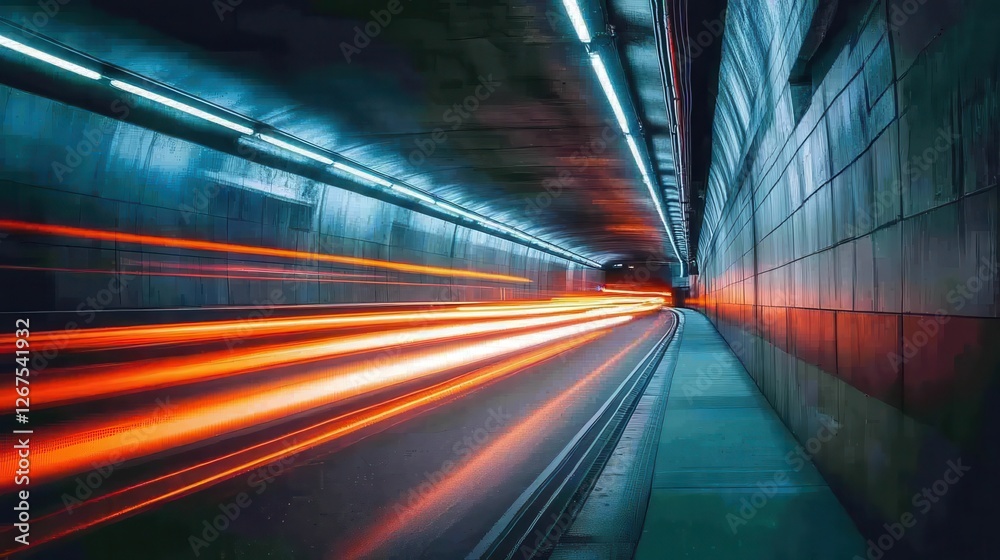 Long exposure taken in the Fort McHenry Tunnel, Baltimore, Maryland.